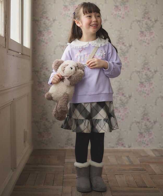 ANY KIDS 裏毛 モシャモシャ ロゴ トレーナー ラベンダー