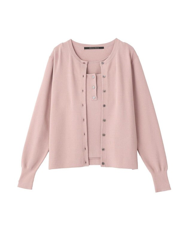 YECCA VECCA [UVカットマシンウォッシャブル]アンサンブルニット Pink