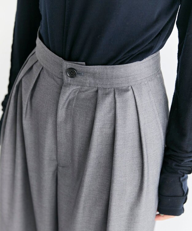 #Newans 【洗濯機可/しわになりにくい】ベリーワイドパンツ チャコール