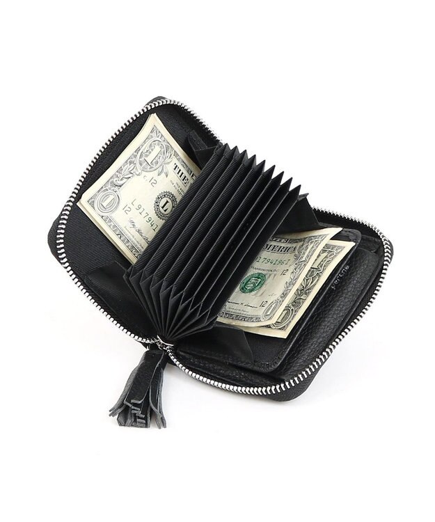 UNBILLION ペルケ perche / マルチスタッズ・ジャバラカードウォレット ライトブラック