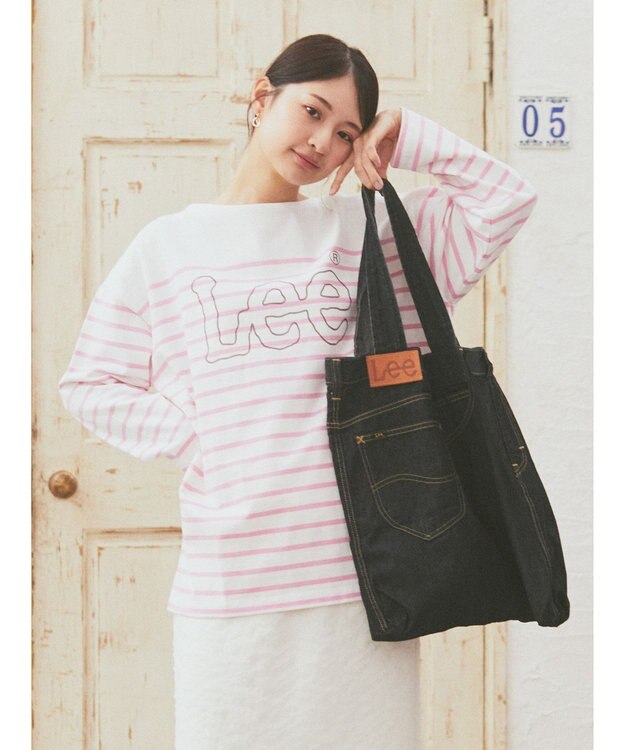 earth music&ecology Ｌｅｅ×ｅ．ｍ．ａ．ｅ　ＢＯＲＤＥＲ　Ｌ／Ｓ　ＴＥＥ Pink