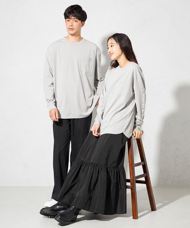 SHARE PARK LADIES 【UNISEX】吸水速乾 ショルダーロゴロングスリーブTシャツ（S・Mサイズ） グレー