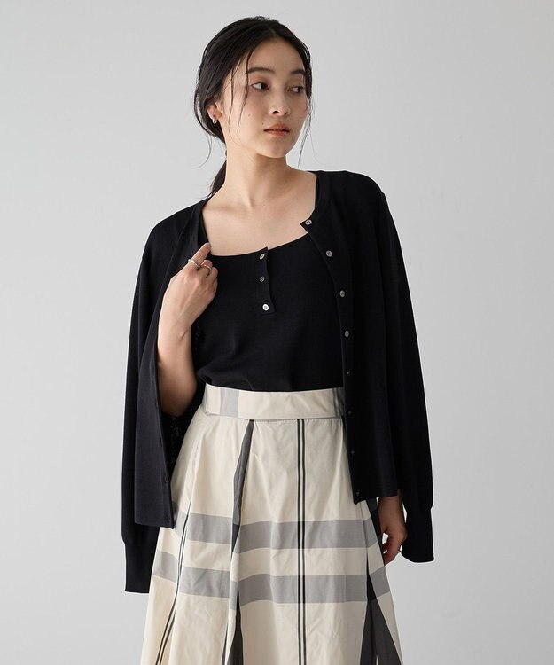 YECCA VECCA [UVカットマシンウォッシャブル]アンサンブルニット Black