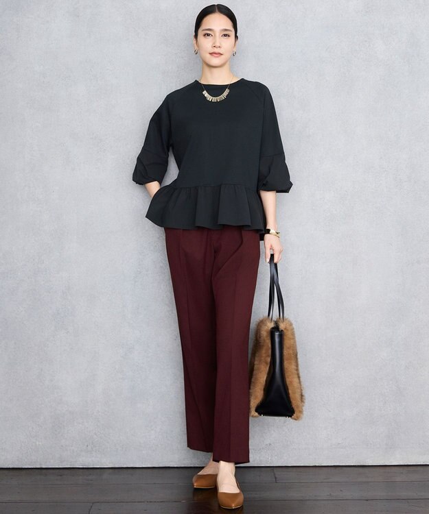 自由区 【カタログ掲載】ファーコンビ トートバッグ ブラック×キャメル