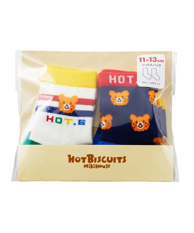 MIKI HOUSE HOT BISCUITS 【9-19cm / 靴下2足セット】 クルー丈 ソックスパック2足セット ブルー