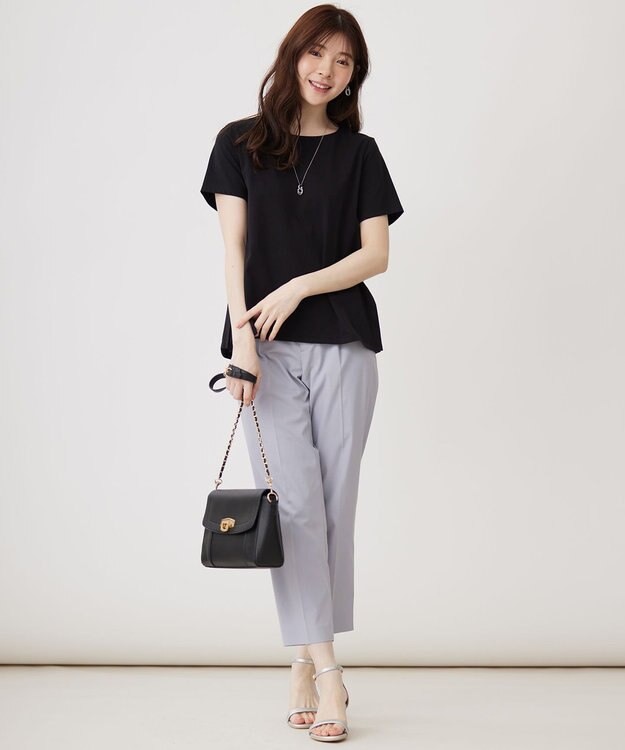 ANY SIS 【UVケア】サイドプリーツ カットソー ブラック