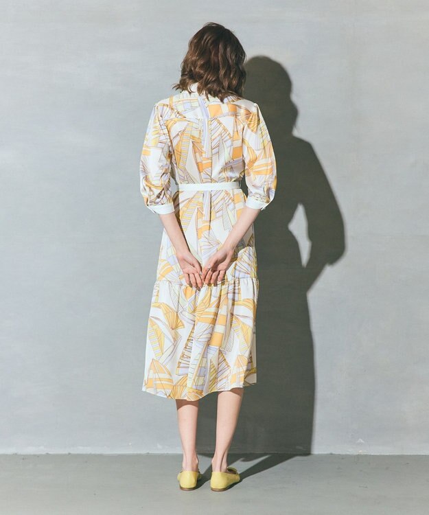 GRACE CONTINENTAL キカヨットプリントワンピース イエロー