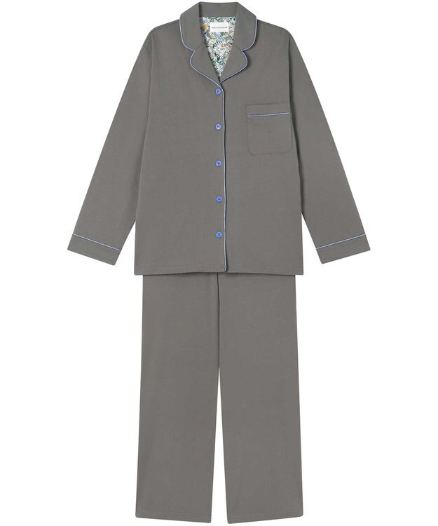 une nana cool 【綿100%】なめらかハイゲージ天竺パジャマ MADE WITH LIBERTY FABRIC チャコールグレー