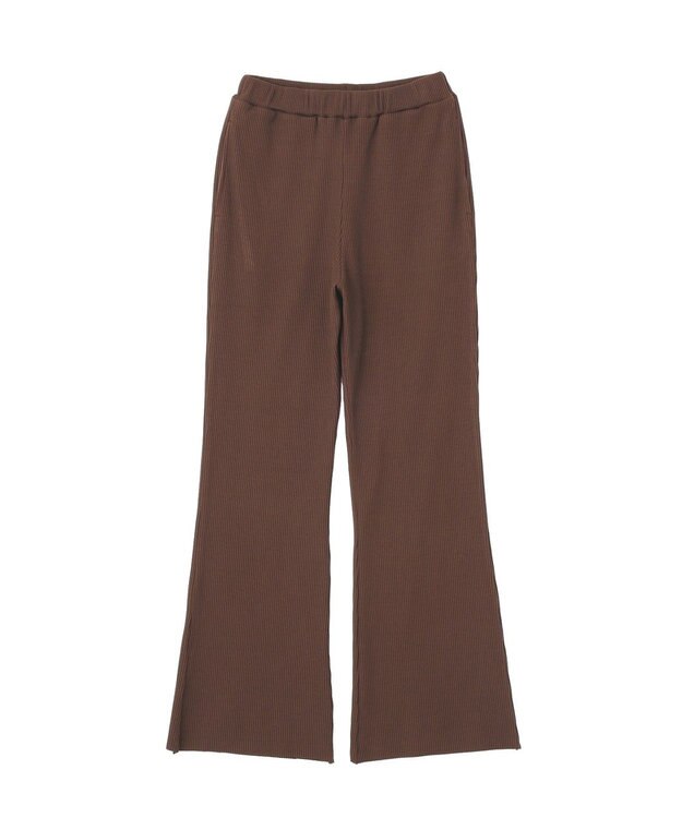 earth music&ecology セルフカットリブフレアパンツ Brown