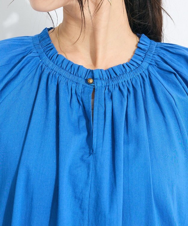 CRAFT STANDARD BOUTIQUE インド綿2WAY綿ボイルギャザーネックワンピース Blue