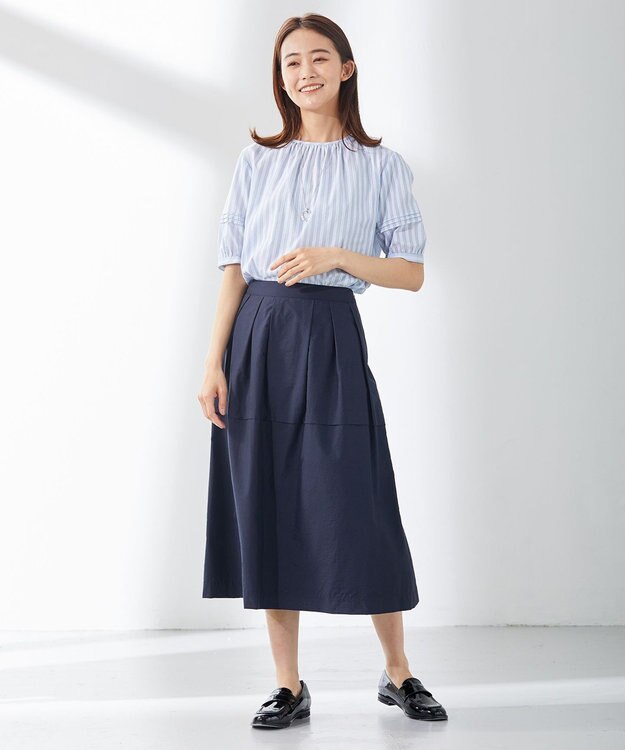 J.PRESS LADIES 【WEB限定カラーあり・洗える】ライトタフタ フレアー スカート ネイビー系