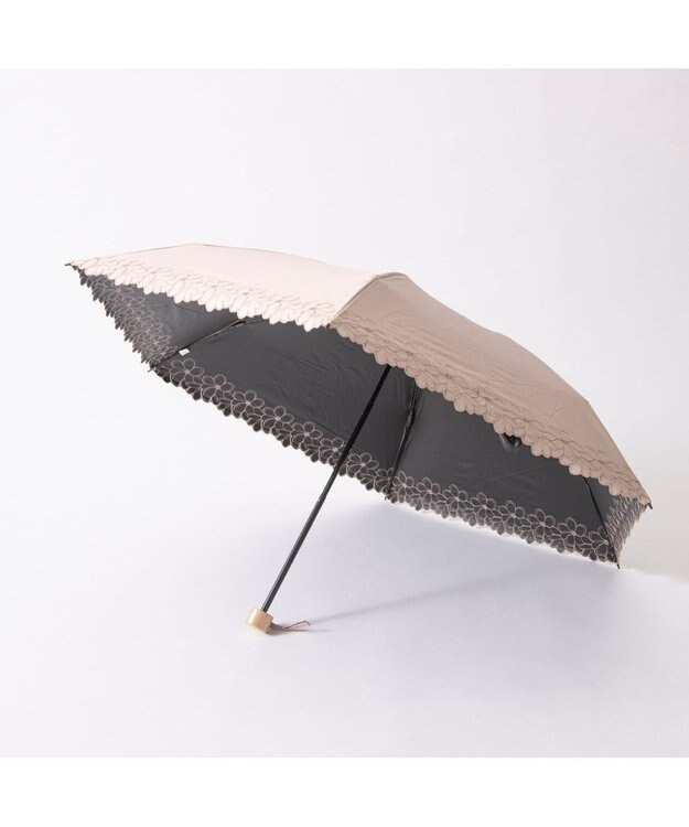 UNBILLION カシュネ cachenez / 【晴雨兼用】【日傘】 【UV カット率99.999.9％以上】PU軽量フラワー刺繍ミニ折りたたみ傘 ピンク