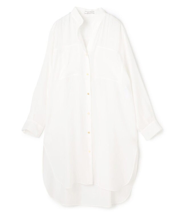 BEIGE， PAULINE / リネンヴィスコースオーバーサイズロングシャツ White