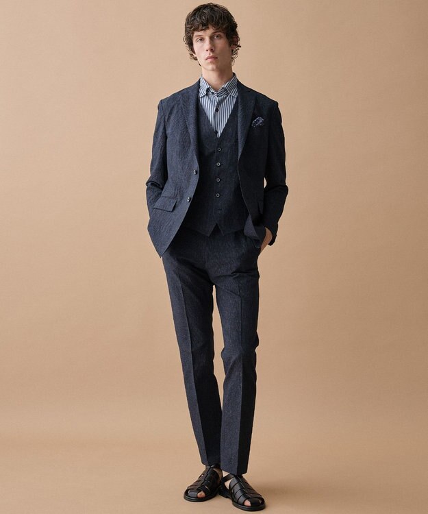 JOSEPH ABBOUD 【ジャージー素材・ストレッチ・イージーケア】コンパクトジャージーストライプシャツ ブルー系1