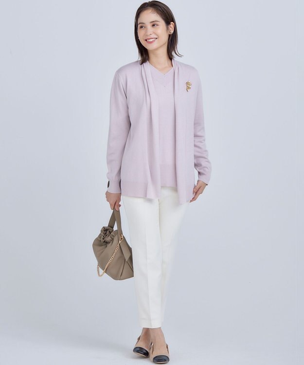 組曲 L 【WEB限定】ベーシックダブルクロス テーパードパンツ アイボリー系