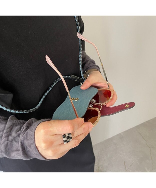 PELLE BORSA ストラップ付きめがねケース Reinette Goods レネットグッズ4776 ブルーグレー