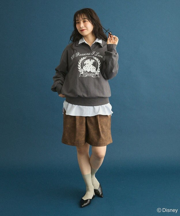 Green Parks １０１匹わんちゃん／ポロ衿裏毛スウェット Charcoal Gray