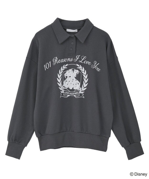 Green Parks １０１匹わんちゃん／ポロ衿裏毛スウェット Charcoal Gray