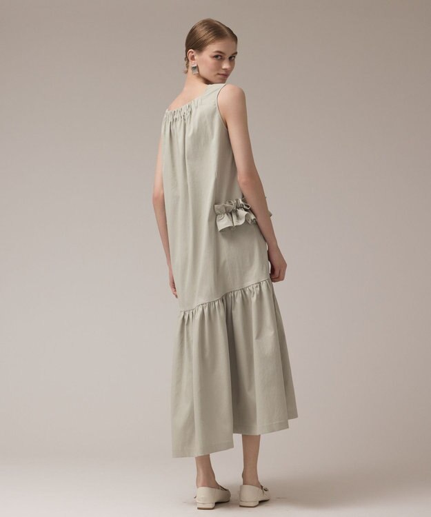 GRACE CONTINENTAL サイドフリルタフタワンピース ライトグリーン