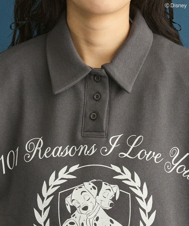 Green Parks １０１匹わんちゃん／ポロ衿裏毛スウェット Charcoal Gray