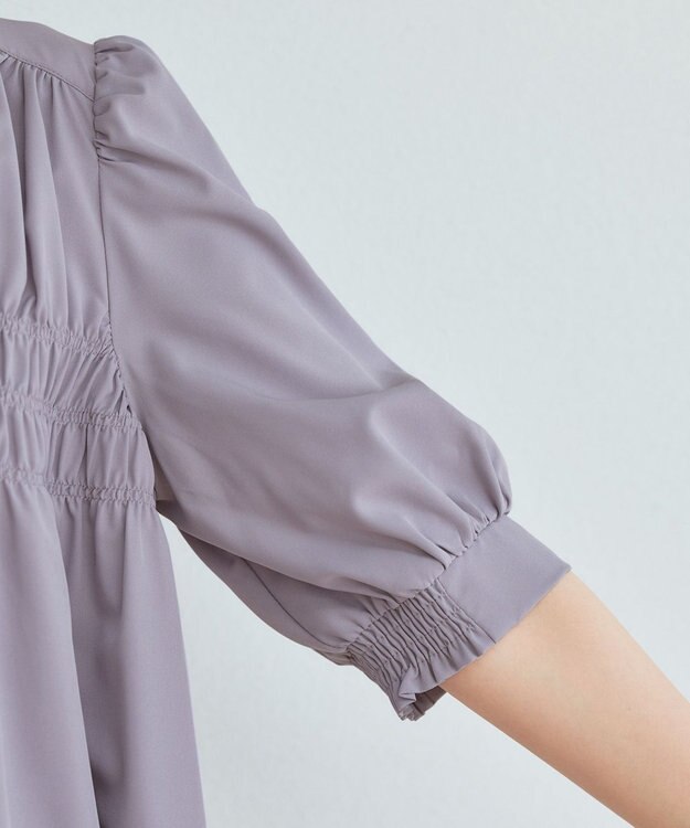 Tiaclasse L 【洗える】シャーリングチュニック ラベンダー