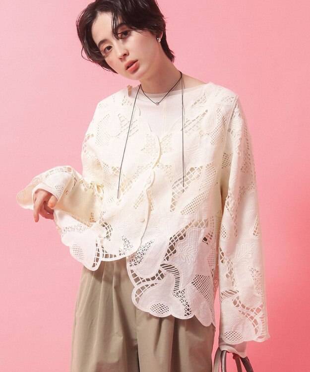 Green Parks レースカーディガン Ivory