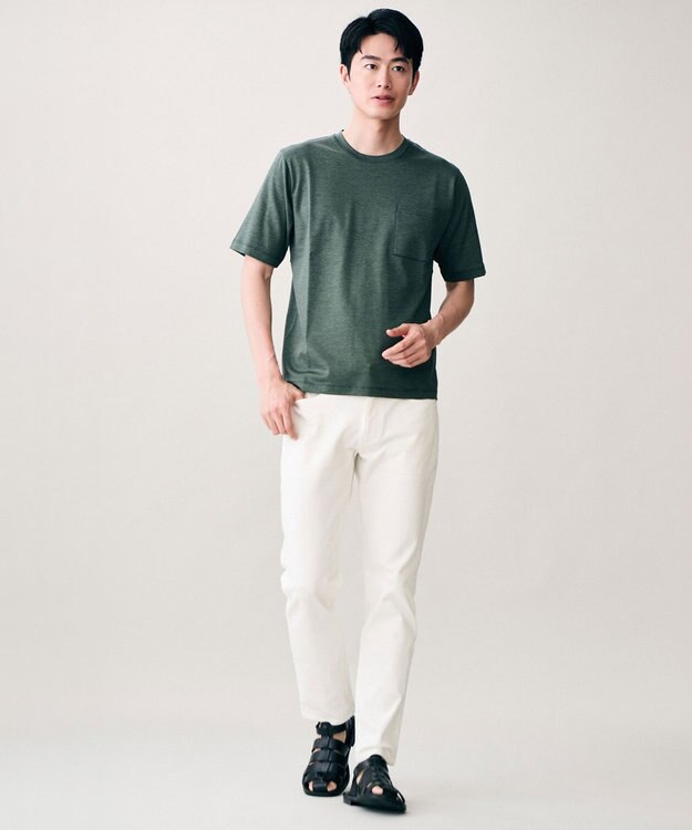 JOSEPH ABBOUD 【キングサイズ・ジャージー素材・ストレッチ】コンパクトコットンジャージー Tシャツ ダークグリーン系2