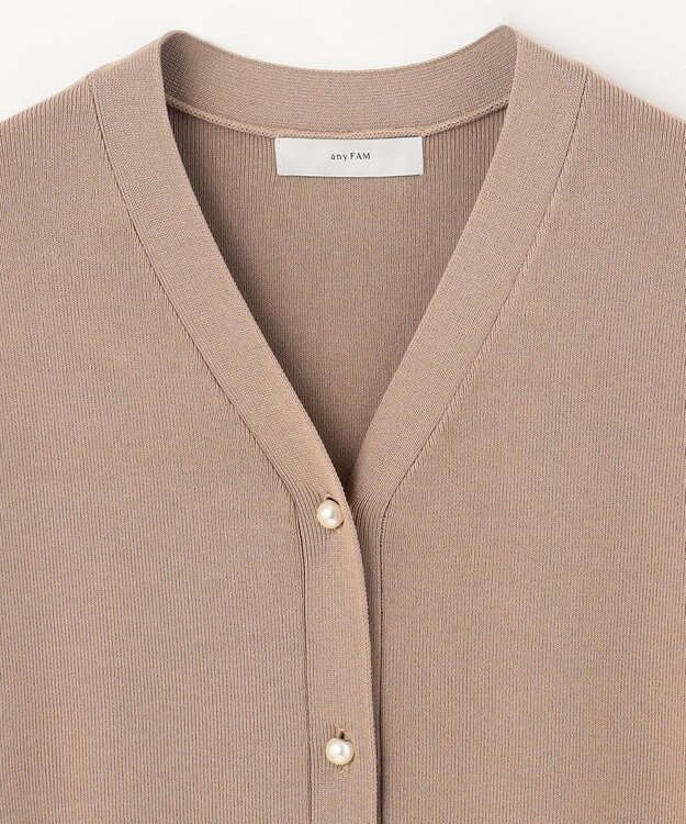 ANY 【洗濯機可】パールポイントフレンチスリーブニット モカ