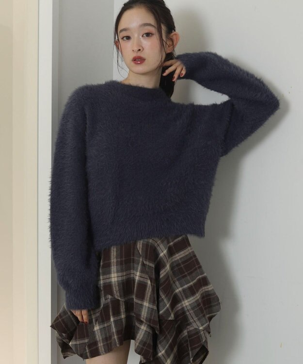 WEGO シャギーニットプルオーバー ネイビー