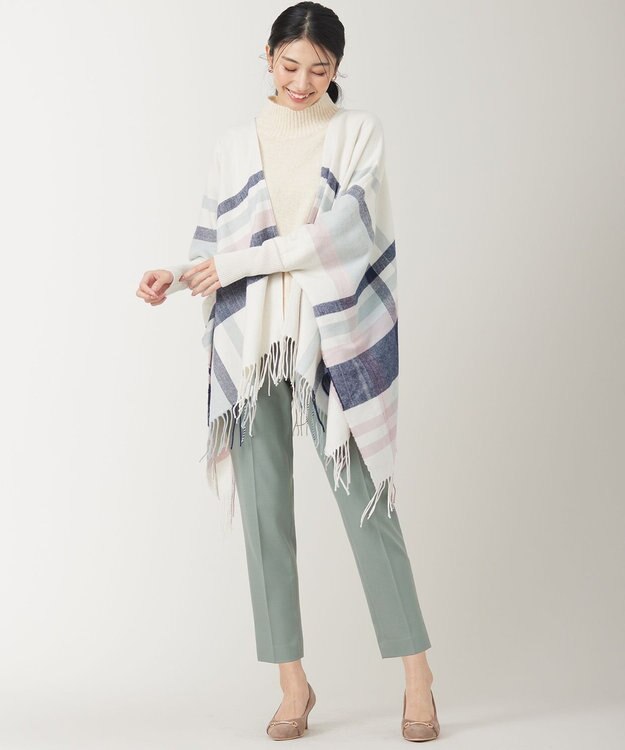 ANY SIS チェック ポンチョ ブルー系チェック