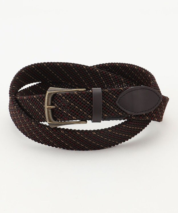 JOSEPH ABBOUD 【キングサイズ・イタリア素材・ストレッチ・日本製】 ストレッチミックスメッシュレジメンタル ベルト ダークブラウン系