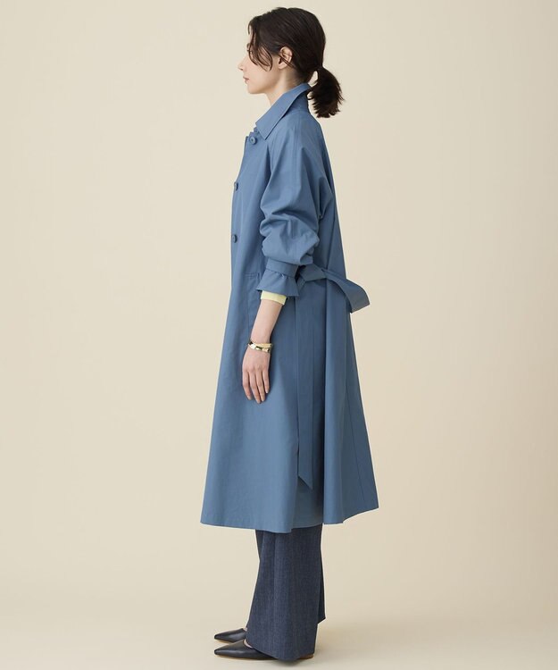 自由区 S コットンナイロンバルカラー コート ブルー