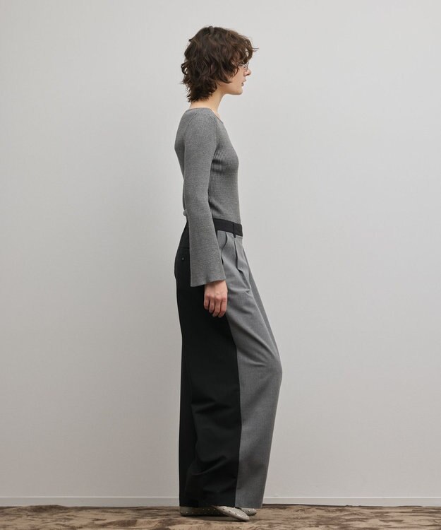 GRACE CONTINENTAL アイレットリブニットトップ グレー