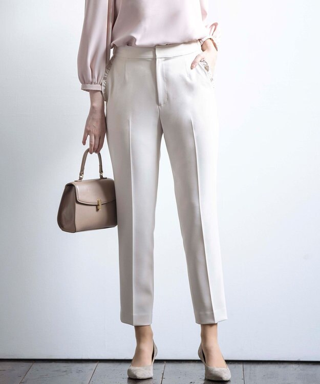 組曲 【KUMIKYOKU NAVY】コンフォータブルドレープフリル テーパードパンツ サンドベージュ系