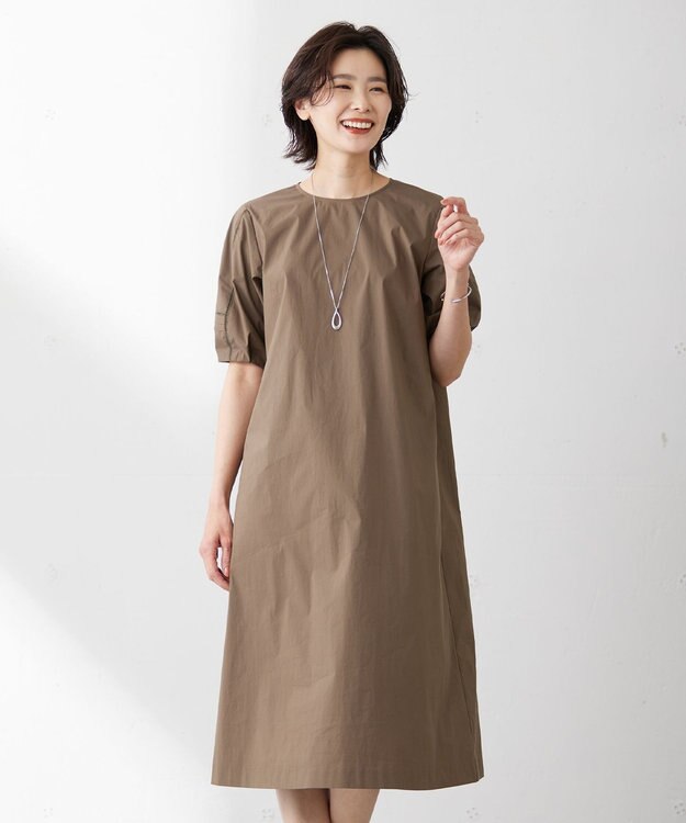 J.PRESS LADIES L 【洗える】ウェザーバイオエアフロー ワンピース ブラウン系