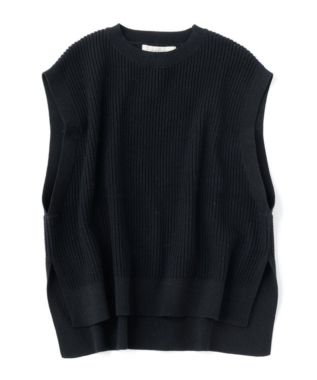 UNFILO 【洗える】ミニケーブル ニットベスト ブラック