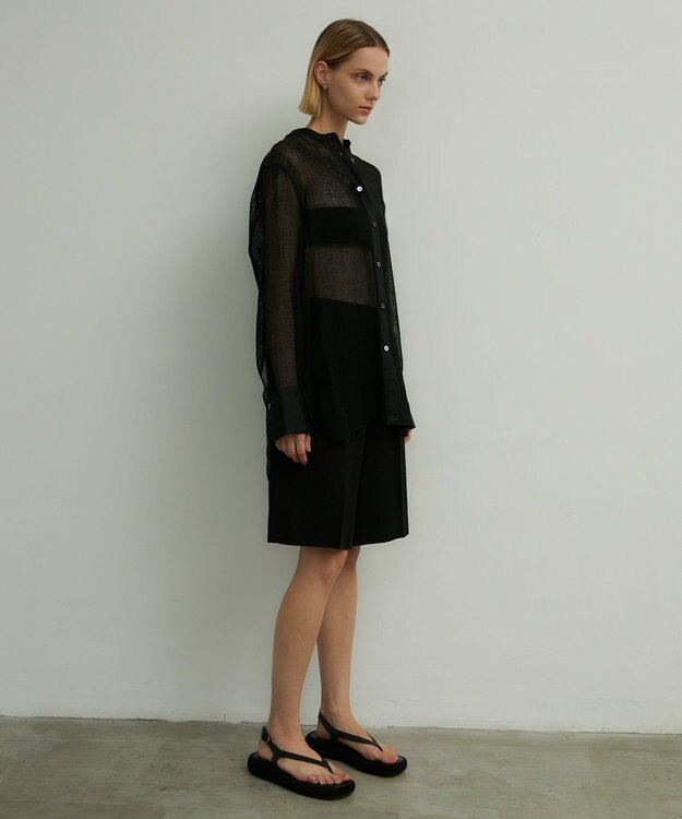 BEIGE， MATHIEU / バンドカラーシャツ Black