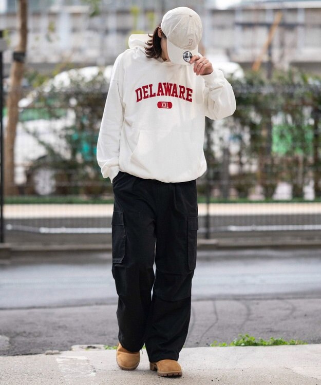 WEGO 【ユニセックス着用ITEM/SMLサイズ展開】グラフィックロゴプルパーカー ホワイト