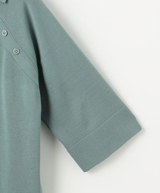 J.PRESS LADIES L 【洗える】COTTON POLYESTER 襟付き ニット ミストグリーン系