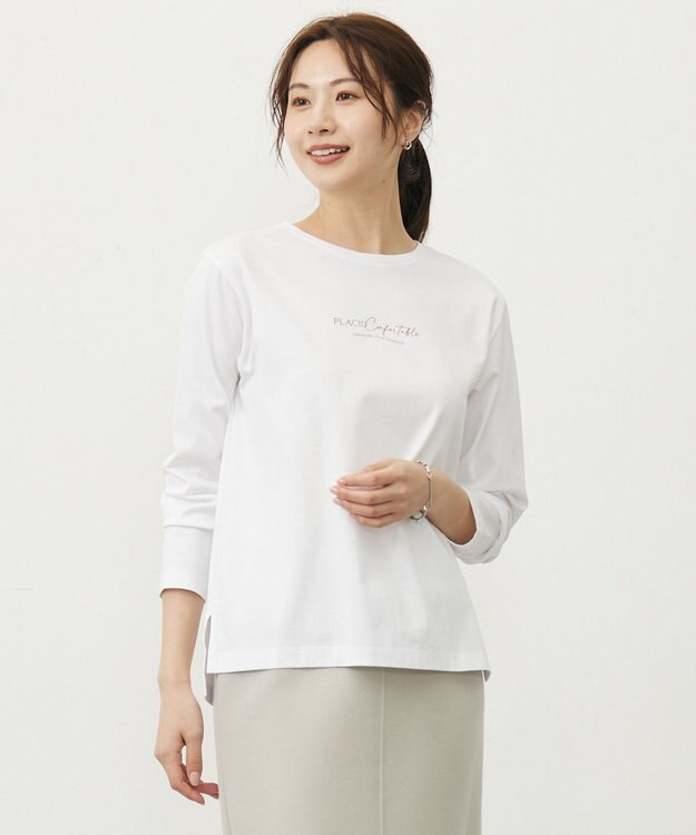J.PRESS LADIES L ロゴ Tシャツ ホワイト系