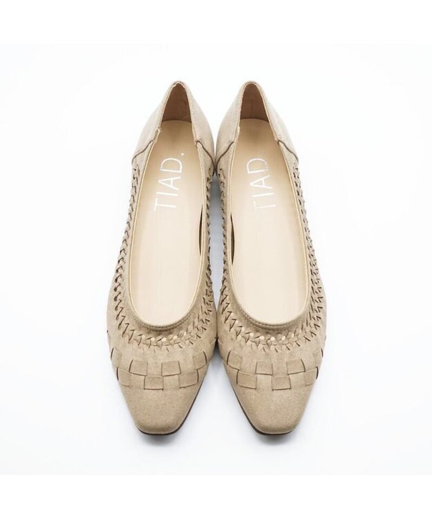 APOM フレンチスクエアメッシュフラット ベージュスエード