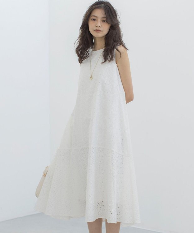 組曲 【WEB限定・新色追加】エンブロイダリーレースノースリーブ ワンピース アイボリー系