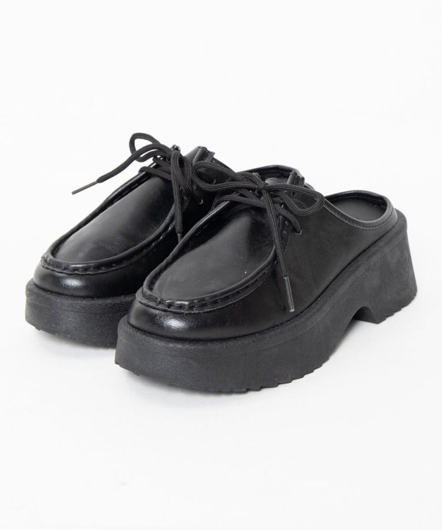 WEGO レースアップデザインサボ ブラック