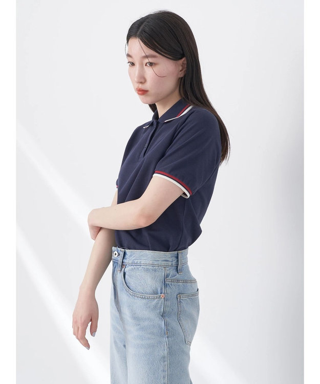 earth music&ecology ハートロゴ刺繍ポロ Blue