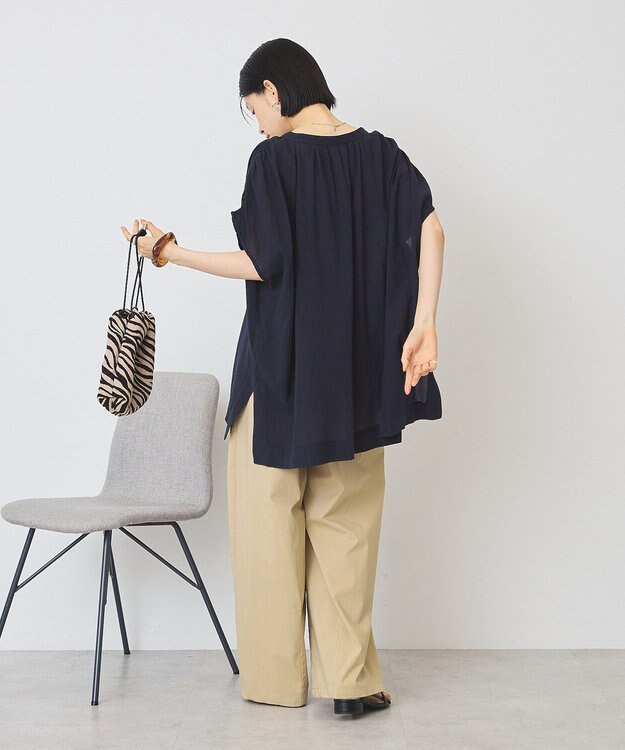AMERICAN HOLIC フレンチスリーブスキッパーブラウス Dark Navy
