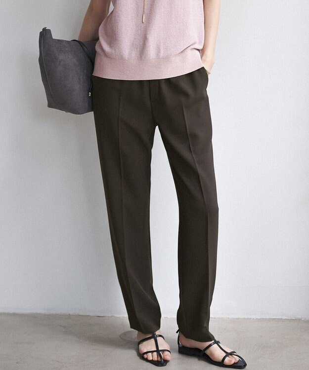 23区 L 【Oggi・CLASSY.掲載】ストレッチジョーゼット テーパード パンツ ダークブラウン系