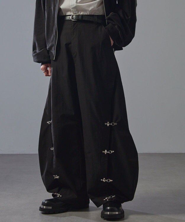 Green Parks トランスフォームワイドバルーンパンツ Black