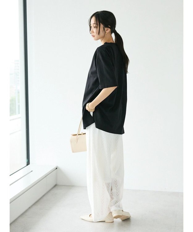 CRAFT STANDARD BOUTIQUE ヴィンテージ風天竺 ショルダーギャザーチュニック Black