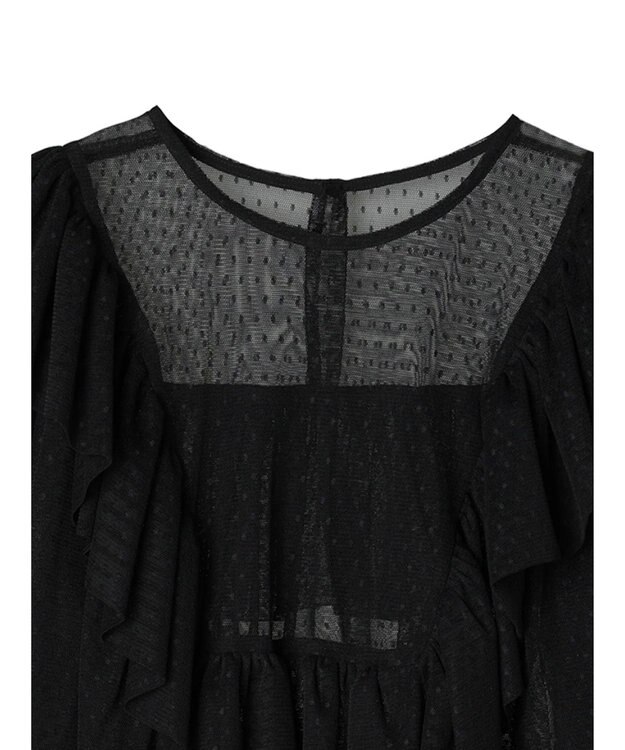 Green Parks ■ＥＳＣＡＲ　ドットチュールフレアヨークプルオーバー Black