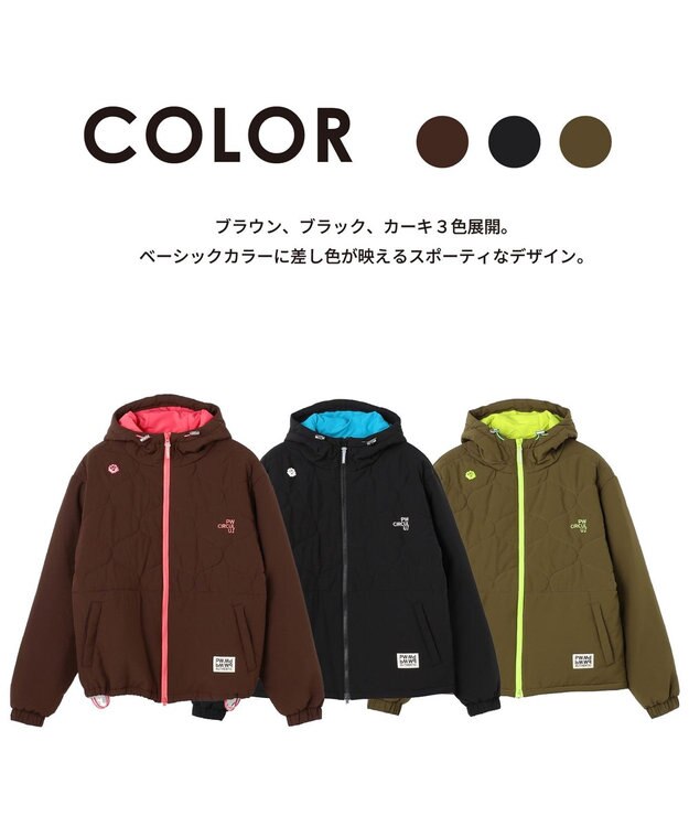 PW CIRCULUS 【撥水加工 / ストレッチ】【WOMEN】キルティング中綿ブルゾン ゴルフウェア レディース カーキ系